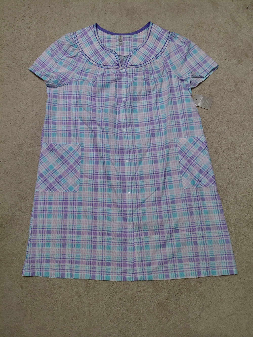 White Stag Lavender & Mint Plaid Sleep Gown NWT